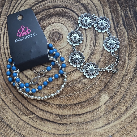 paparazzi Jewelry - Paparazzi Silver & Blue Bracelet Set